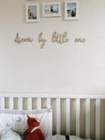 Load image into Gallery viewer, Wanddeko Kinderzimmer, Wohndeko "dream big little one", 3D Schriftzug aus Holz, Geschenk zur Geburt
