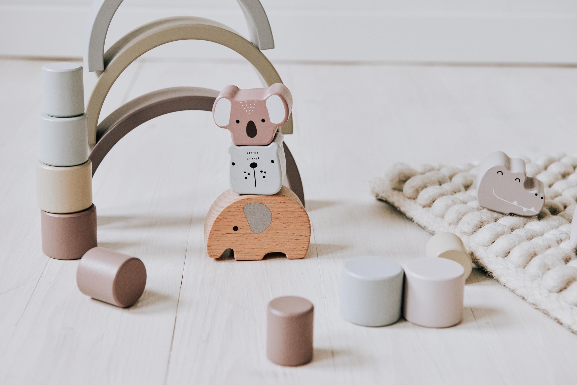 Stapelspiel - Geschenk zur Geburt Junge und Mädchen, motorisches Taufgeschenk zur Förderung der , Zug personalisiert by Woodlandkid - - Baby & Toddler Toys