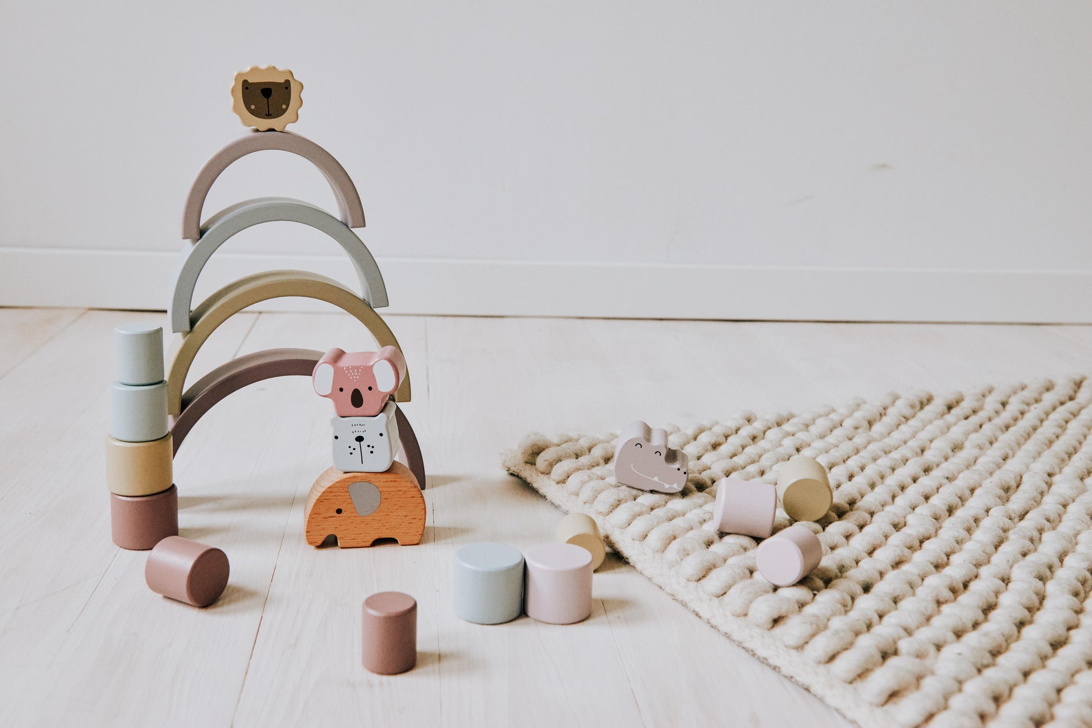 Stapelspiel - Geschenk zur Geburt Junge und Mädchen, motorisches Taufgeschenk zur Förderung der , Zug personalisiert by Woodlandkid - - Baby & Toddler Toys