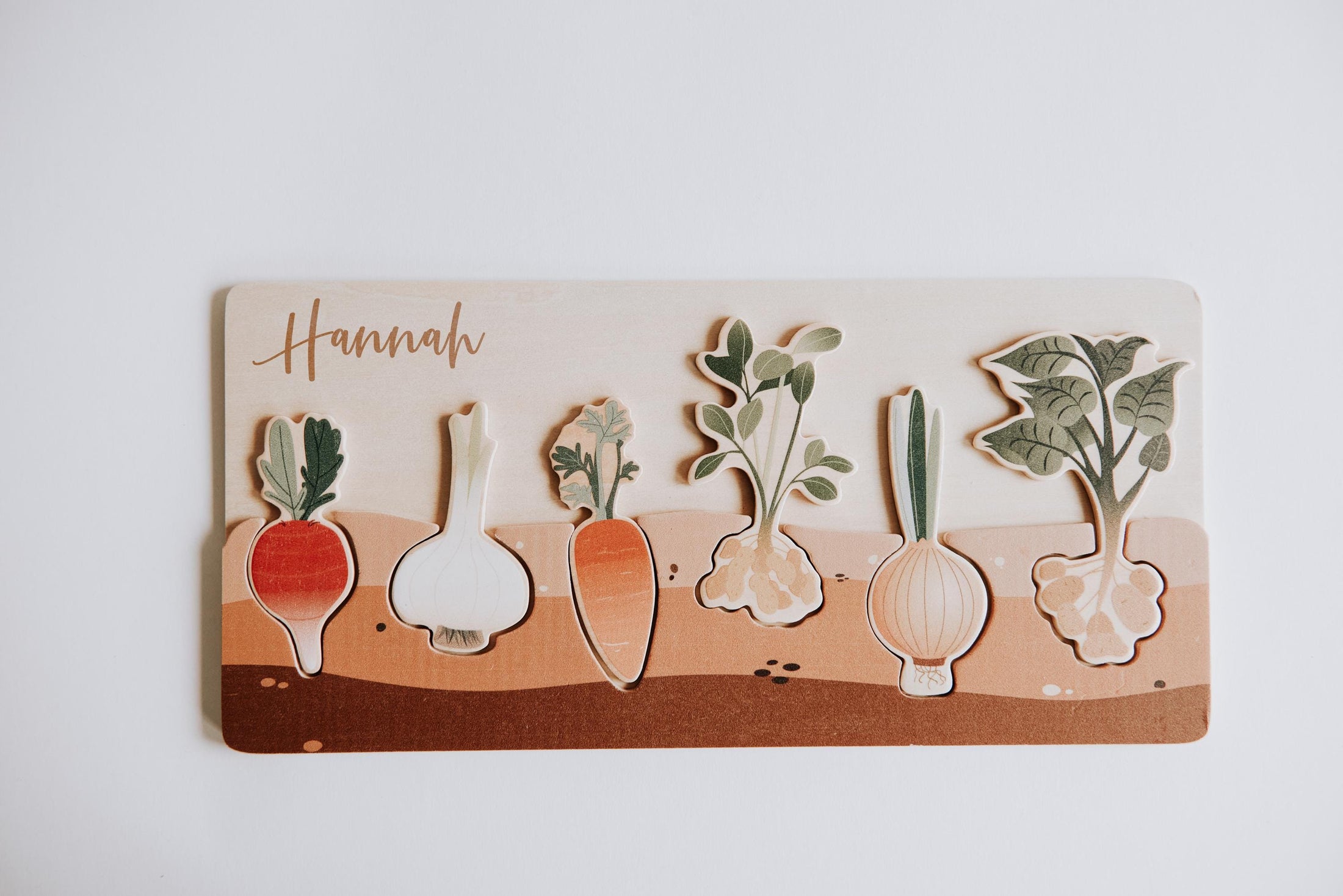 Steckpuzzle Gemüsebeet und Lernpuzzle in englisch für Kinder, personalisiertes Geburtstagsgeschenk, Pädagogisches Geschenk für Kinder by Woodlandkid - - Baby & Toddler Toys