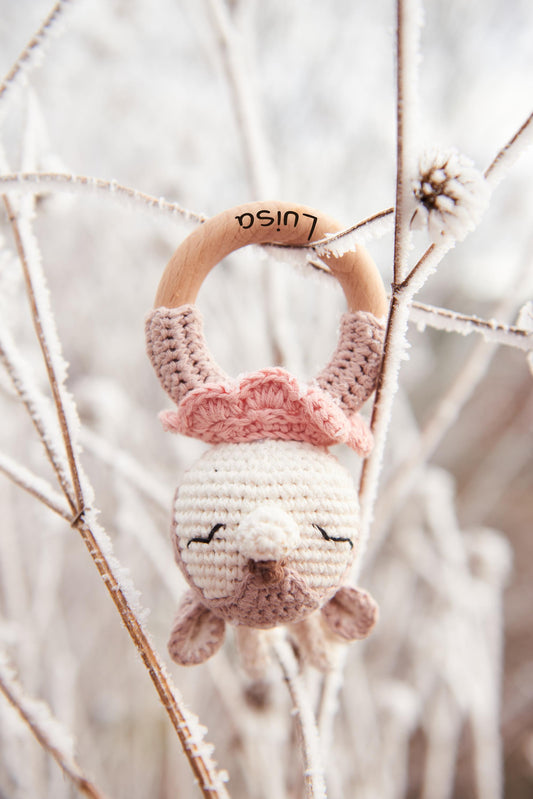 Greifring Reh mit Namen - Geschenk zur Geburt für Jungen und Mädchen, Beißen und Greifen personalisiertes Taufgeschenk by Woodlandkid - Baby - Rattles