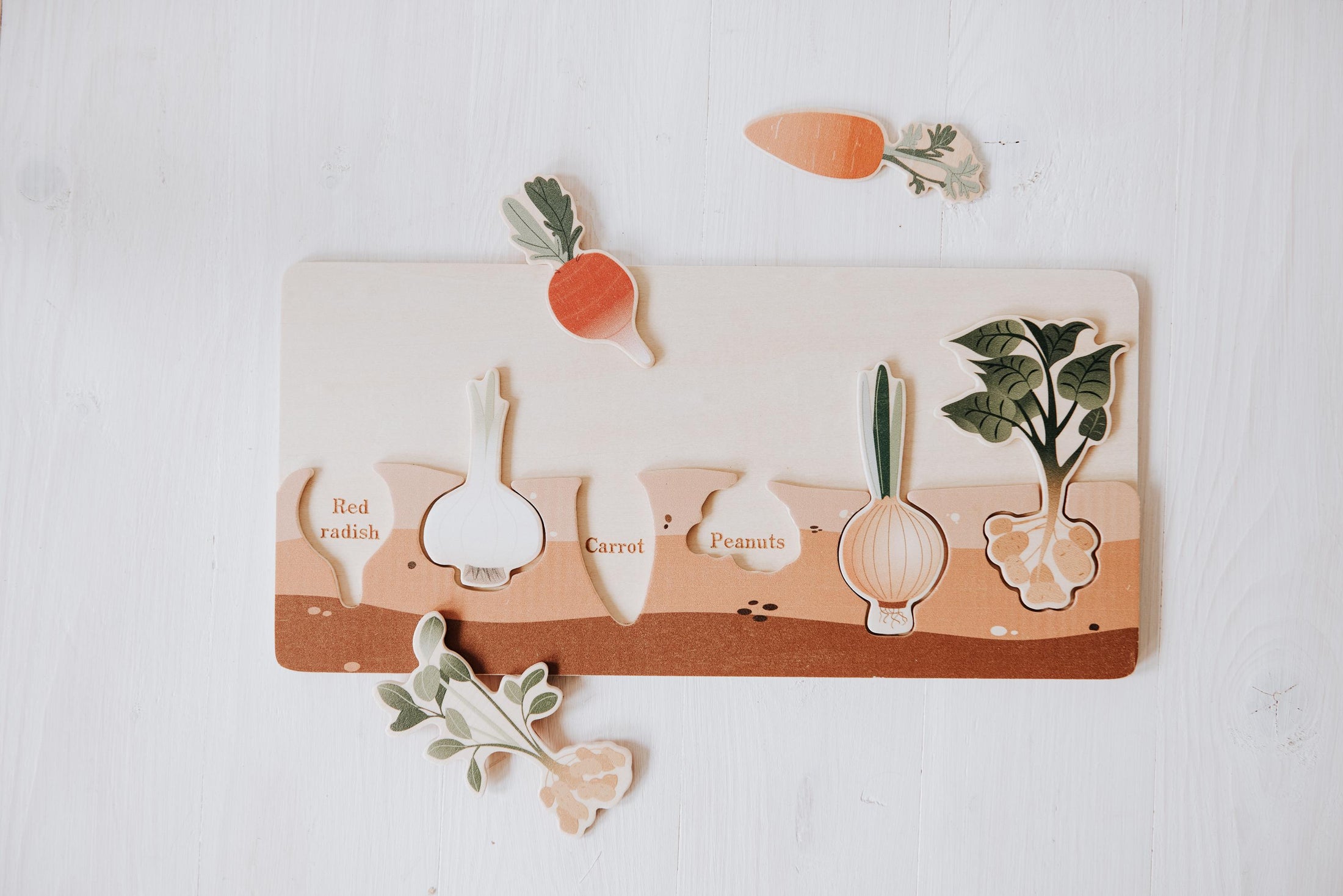 Steckpuzzle Gemüsebeet und Lernpuzzle in englisch für Kinder, personalisiertes Geburtstagsgeschenk, Pädagogisches Geschenk für Kinder by Woodlandkid - - Baby & Toddler Toys