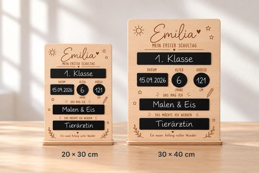 Einschulung Tafel personalisiert - bunte Erinnerungstafel aus Holz zum Beschriften zum Schulanfang by Woodlandkid - - Letter Boards & Accessories