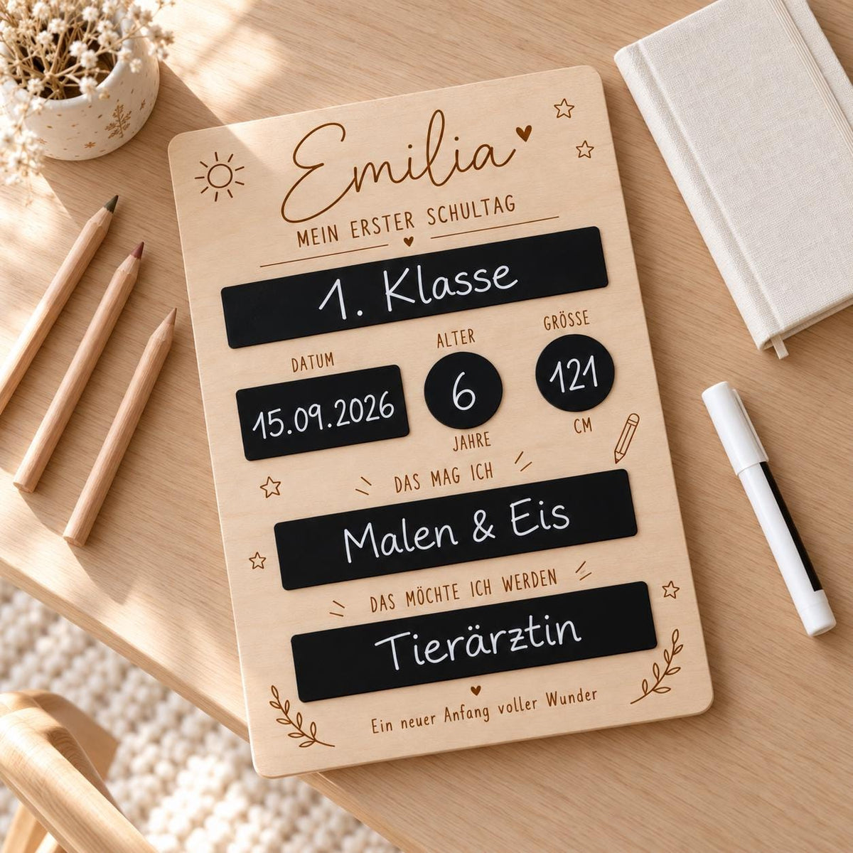 Einschulung Tafel personalisiert - bunte Erinnerungstafel aus Holz zum Beschriften zum Schulanfang by Woodlandkid - - Letter Boards & Accessories