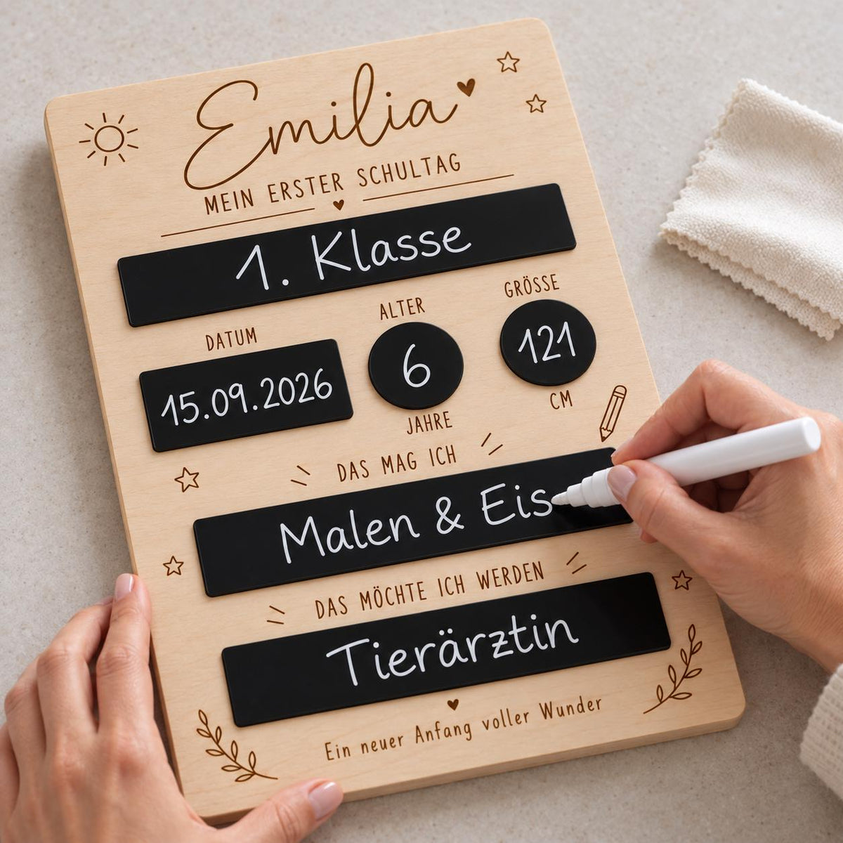 Einschulung Tafel personalisiert - bunte Erinnerungstafel aus Holz zum Beschriften zum Schulanfang by Woodlandkid - - Letter Boards & Accessories
