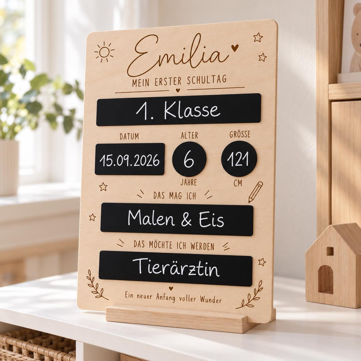 Einschulung Tafel personalisiert - bunte Erinnerungstafel aus Holz zum Beschriften zum Schulanfang by Woodlandkid - - Letter Boards & Accessories
