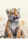 Load image into Gallery viewer, Tiger Wandbilder Set mit Name personalisiert | Poster Geburt | Kinderzimmer | Geschenk Tiere Bilder Baby Wand Deko Kunstdruck | Einzelbild
