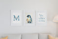 Load image into Gallery viewer, Pinguin Wandbilder Set mit Name personalisiert | Einzelbild | Kinderzimmer | Geschenk Tiere Bilder Kinder Babyzimmer Wanddeko Kunstdruck
