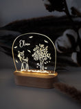 Bild in Galerie-Betrachter laden, Personalisierte "boho Reh" Nachtlampe aus Acryl, Babygeschenk Geburt, Taufgeschenk, Kinderzimmer Nachtlicht, Geburtstagsgeschenk, LED
