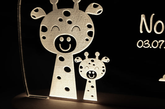 Personalisiertes Nachtlicht "Giraffe" aus Acryl, Geschenke zur Geburt, Taufgeschenk, Kinderzimmer Lampe, persönliches Geburtstagsgeschenk