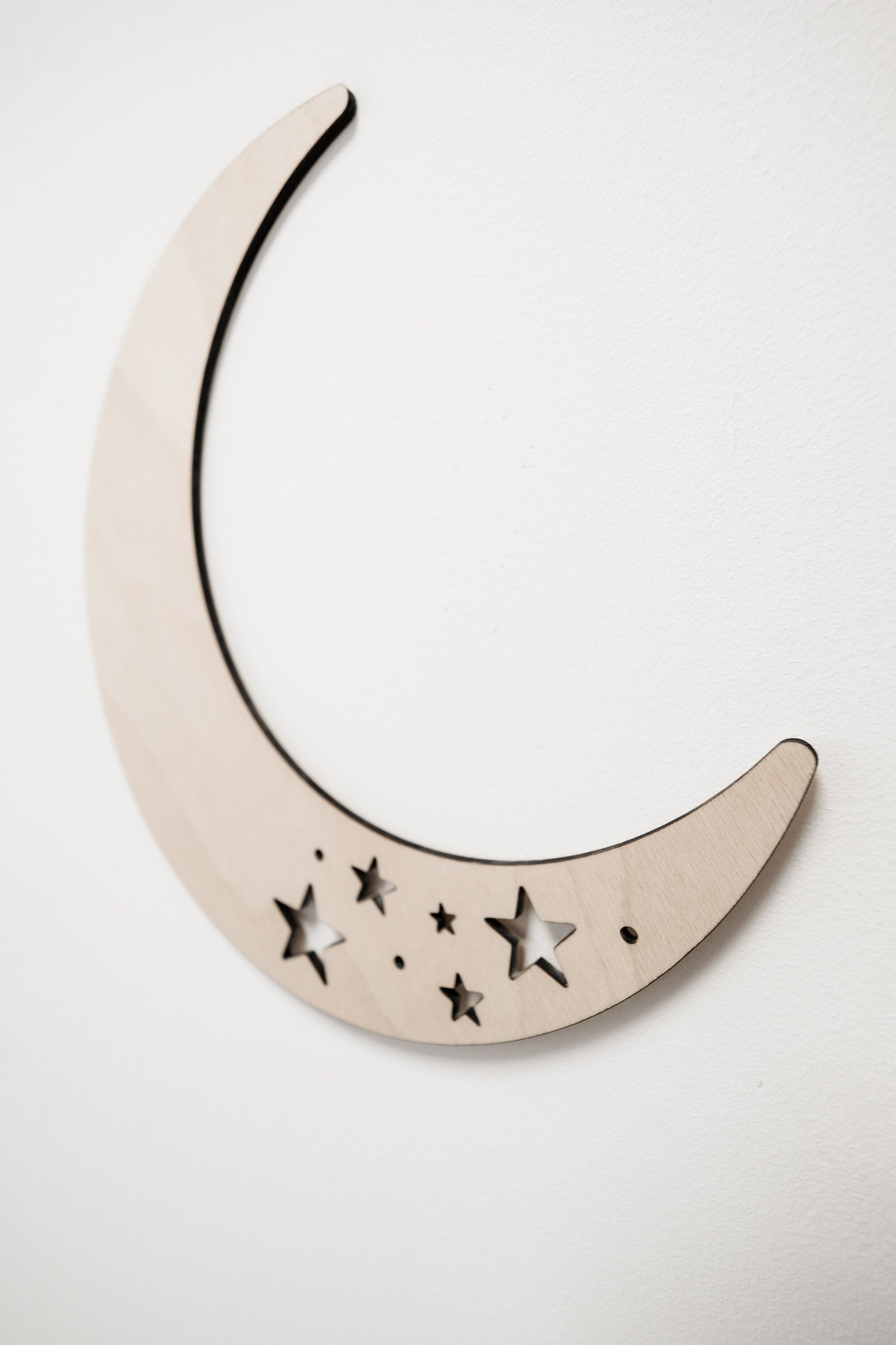 Holz Wanddeko "Mond und Sterne" | Set oder einzeln | 3D Wandtattoo | Wandkunst Kinderzimmer | Holzsterne | Holzmond