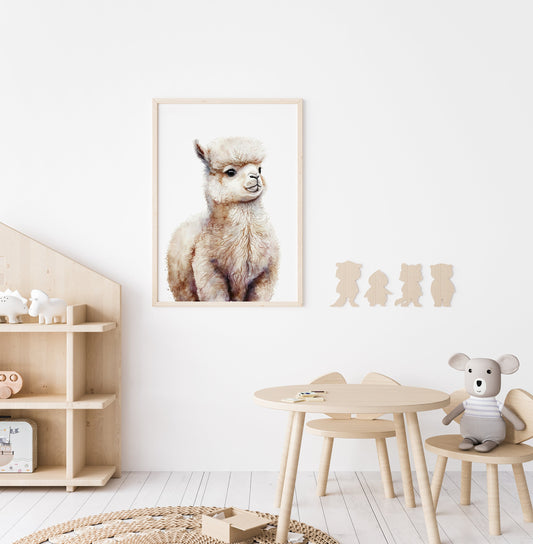 Lama Wandbilder Set oder einzeln mit Name personalisiert, Wohndeko Kinderzimmer Geschenk Deko Wand Bilder Babyzimmer Wanddeko Kunstdruck