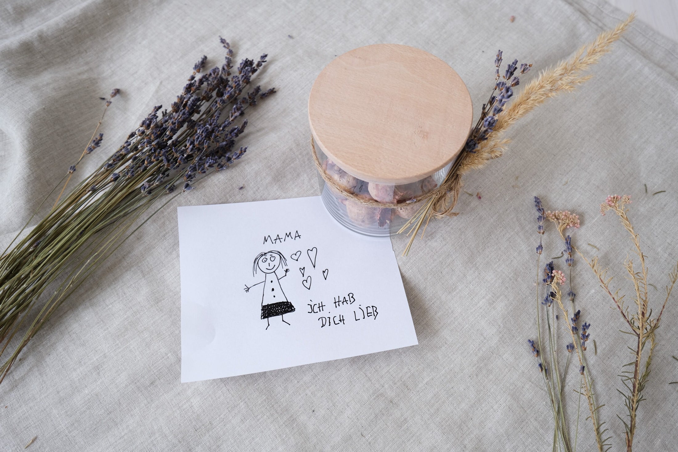 Personalisiertes Aufbewahrungsglas mit Zeichnung als Gravur, Geschenk zum Muttertag, Vatertag, Vorratsglas mit Kinderzeichnung