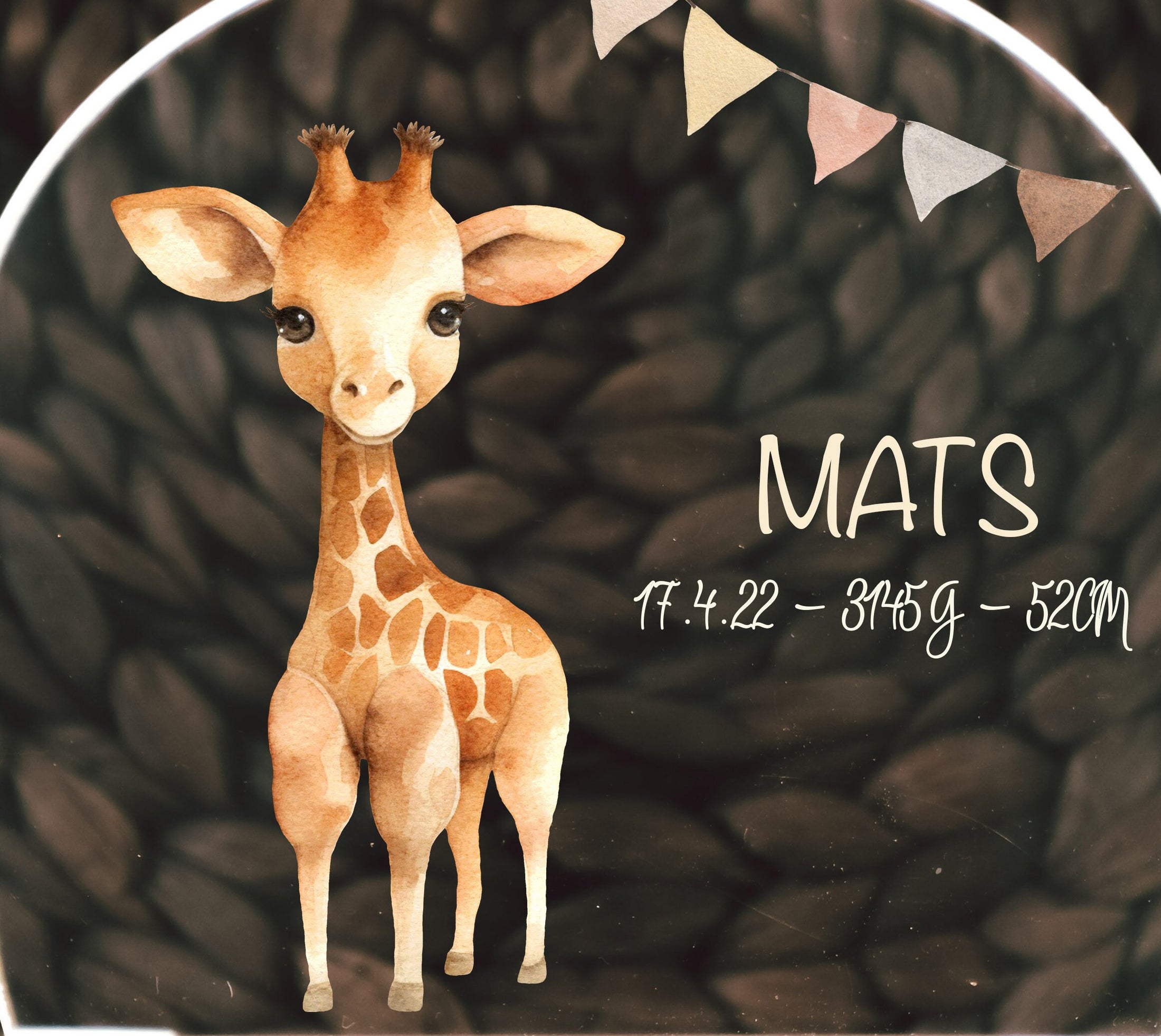 Nachtlicht "Giraffe" personalisiert aus Acryl, Holzfuß Gravur, Babygeschenk Geburt, Kinderzimmer, Persönliches Geburtstagsgeschenk, Taufe