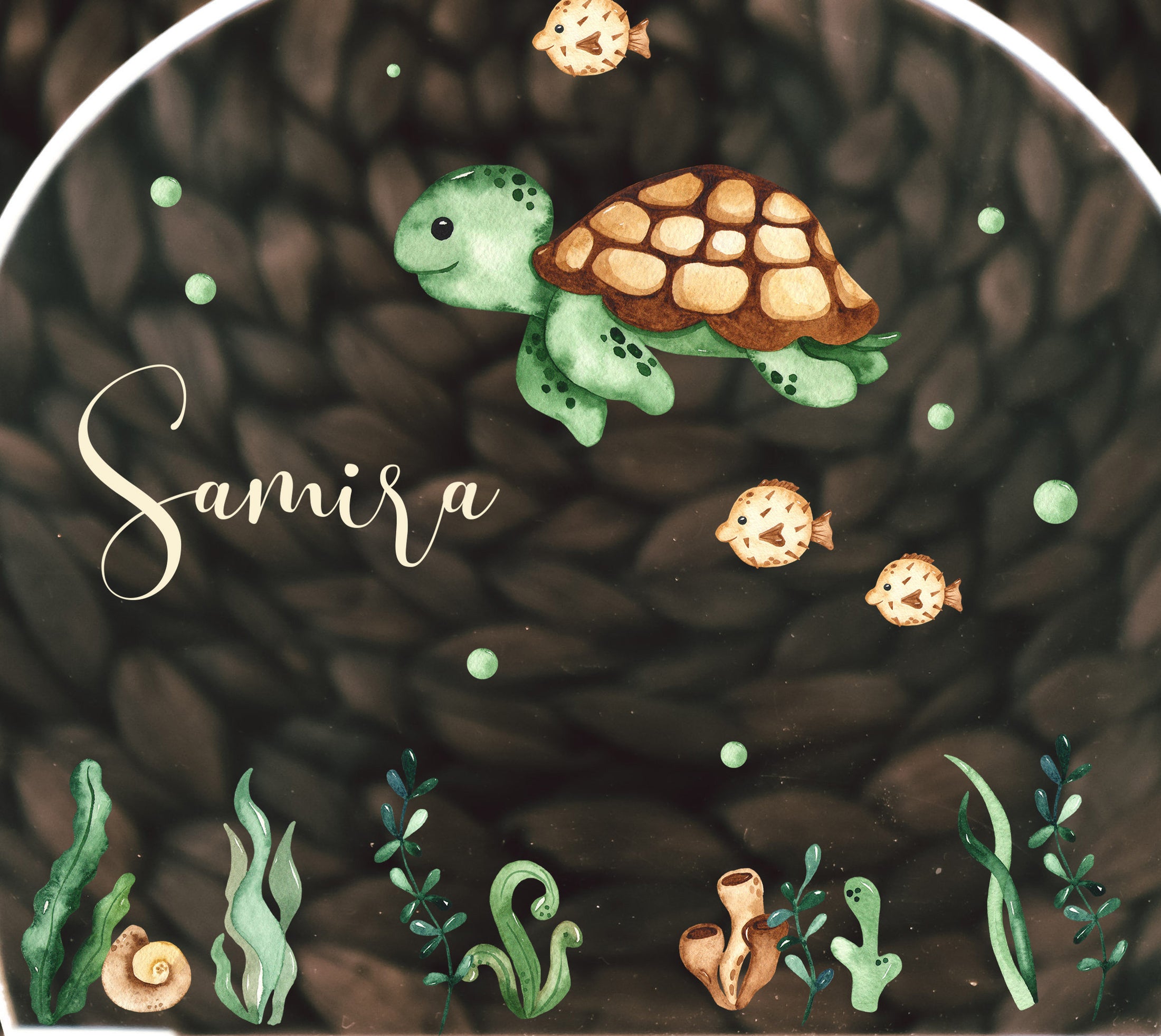 Nachtlicht "Schildkröte" personalisiert aus Acryl, Holzfuß Gravur, Geschenk Geburt, Kinderzimmer, Persönliches Geburtstagsgeschenk, Taufe