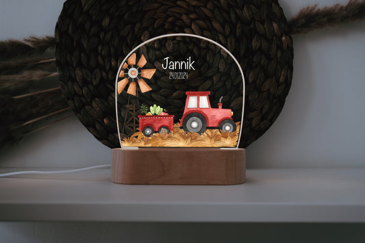 personalisiertes Nachtlicht "Traktor" als Geschenk für unter 30EUR, Babygeschenk Geburt, Taufgeschenk Geburtstagsgeschenk